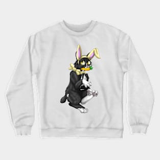 Bobtail BunnyCat: White Bicolor (Yellow) Crewneck Sweatshirt